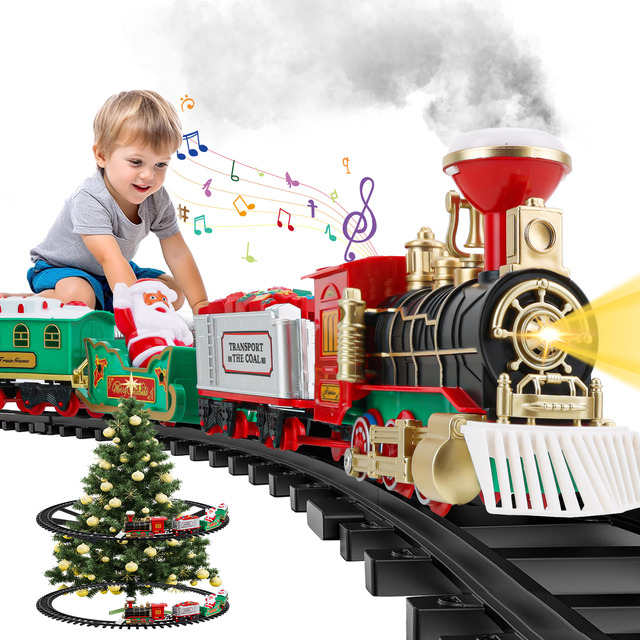 Tren Navidad Eléctrico Para Niños Con Luces, Vapor Y Sonidos