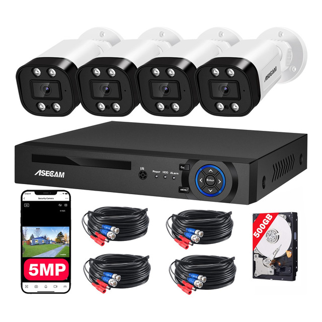 Kit De Cámaras De Seguridad 5mp 4 Cámaras Disco 500gb.