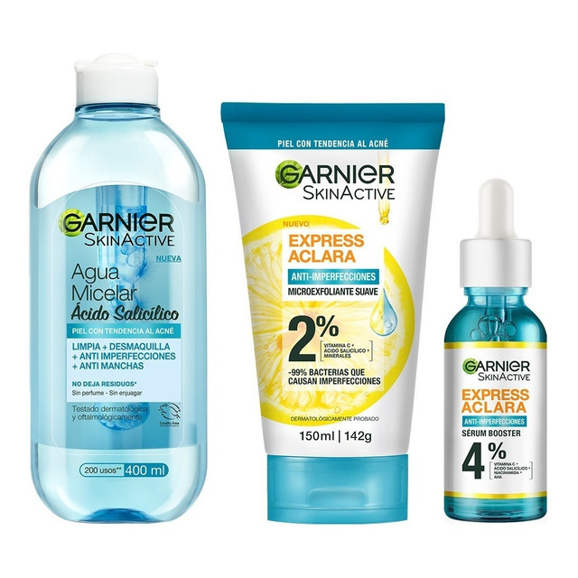 Kit Garnier rutina express aclara anti-imperfecciones ácido salicílico