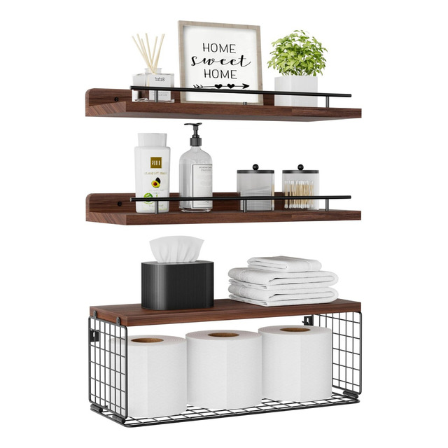 Banna 3 Repisa Flotante Estante Madera Para Dormitorio Baño 40*15cm