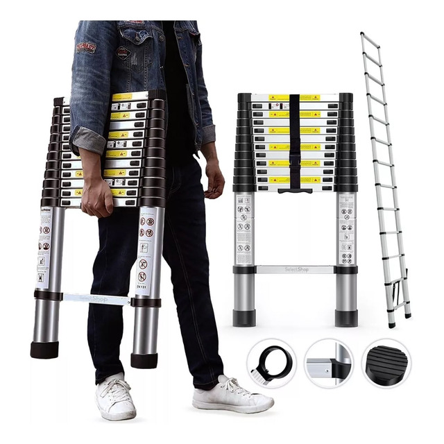 Mercado libre: Escalera Telescópica 13 Peldaños Ajustable Retráctil 3.8