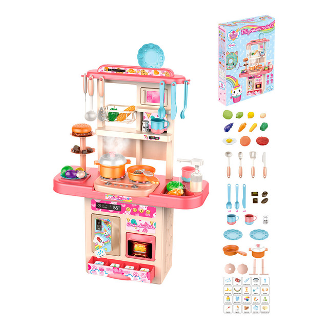 Cocinita Infantil Para Niñas Luz, Sonido Y Agua + 40 Piezas