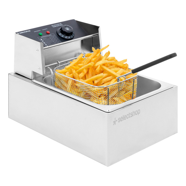 Freidora Aceite Eléctrica 6 Lt Industrial 2500w Acero Inox