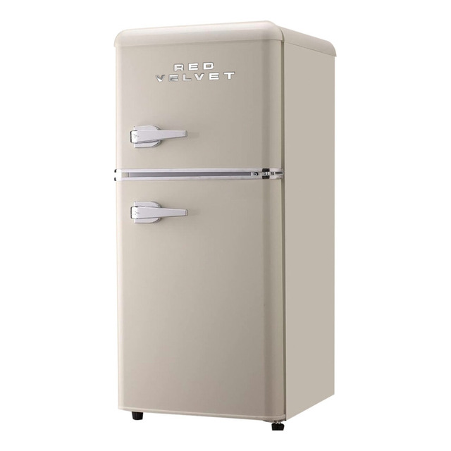 Frigobar 2 Puertas Retro 86l Termostato Ajustable Red Velvet Color Blanco