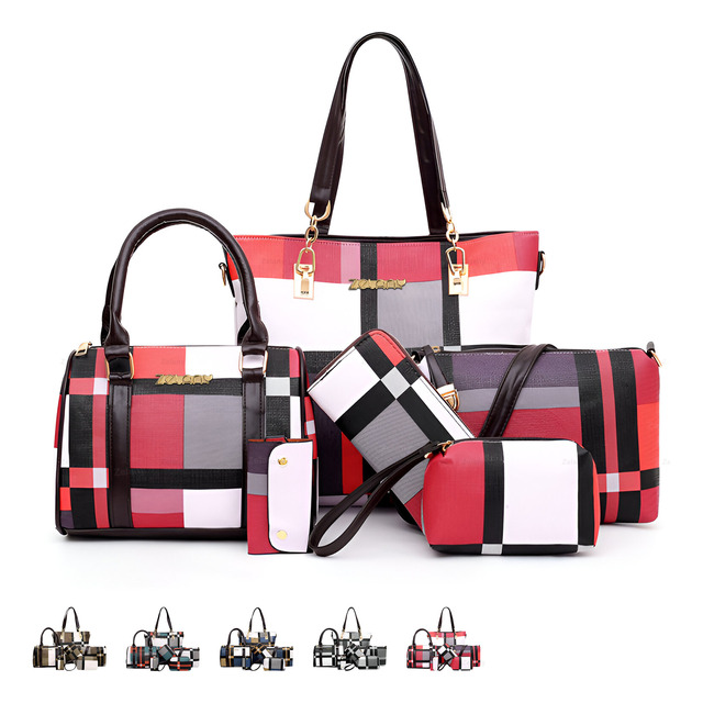 Set 6 Bolsas Cartera Cosmetiquera Mujer Listrado Monedero