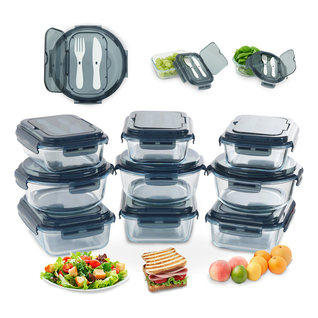 Mecado libre: Set Contenedores Herméticos De Vidrio Con Tapa Para Alimento