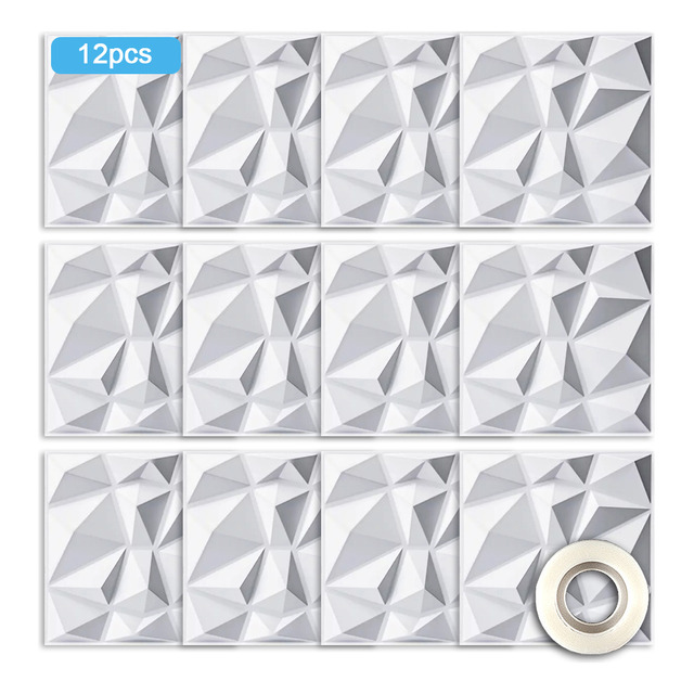 Panel De Pared 3d Decorativo De Pvc, 12 Unidades, Diamante