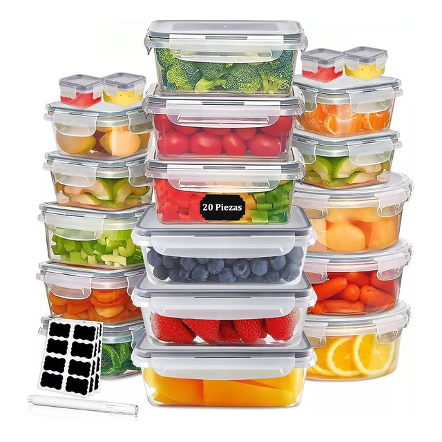 Recipientes Contenedores Plásticos Herméticos Para Almacenar Color Blanco