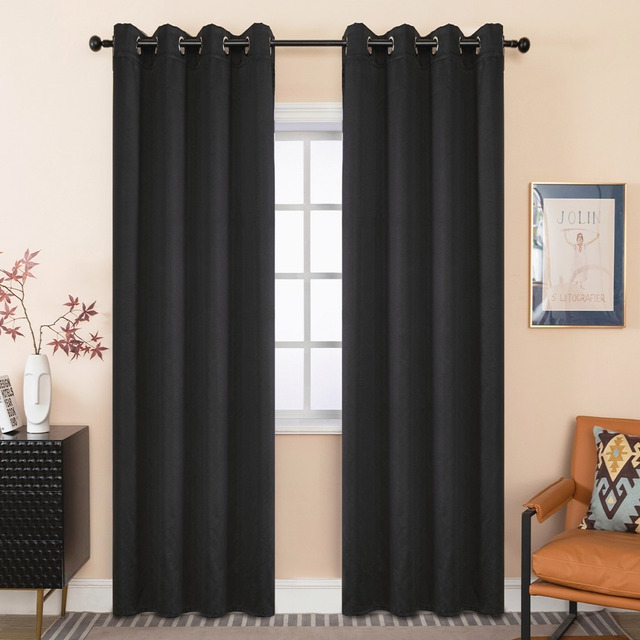 Mercado libre: Nanwei Cortinas Blackout Opacasantiruido Térmico  132 X 214cm En La Parte Superior Con Ojales 2 Paneles Negro