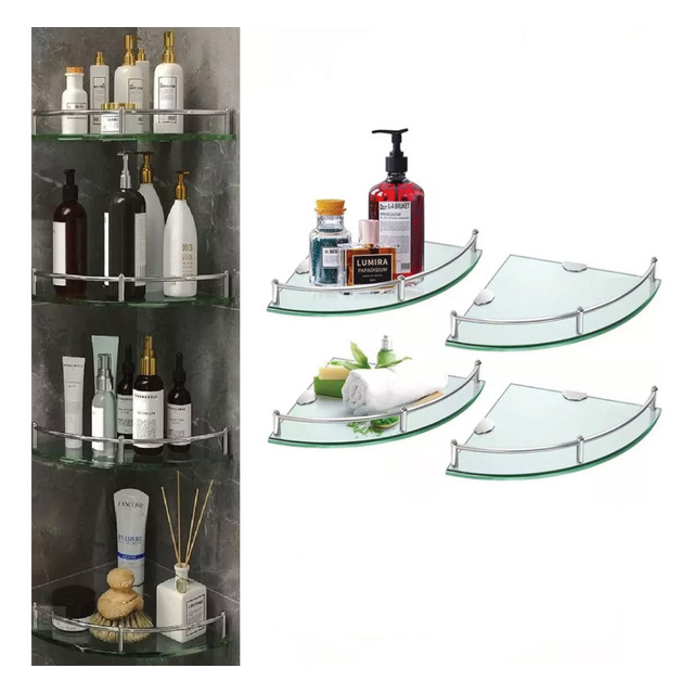 Mercado libre: Vmingo Repisa Esquinero Baño Organizador Vidrio Estante Pared 4pz