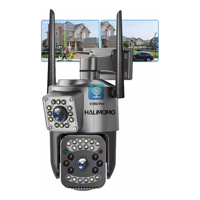 Cámara De Seguridad Wifi Ip66 Full Hd De Doble Lente