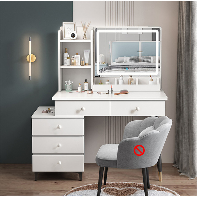 Mercado libreÑ Tocador Con Espejo Led 5 Cajone,makeup Vanity Desk,blanco