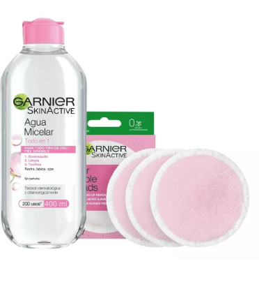 Kit Garnier Agua Micelar 400ml +3 Ecopads Reutilizables