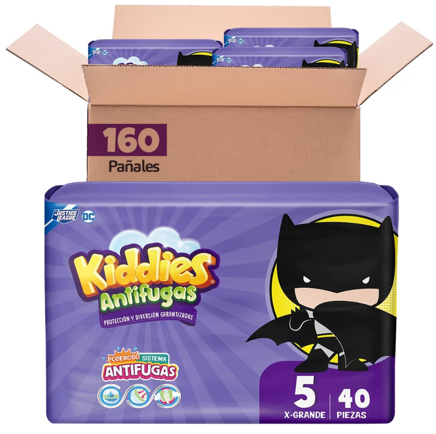 Kiddies Antifugas Pañales, T5 Extra Grande, 160 pañales