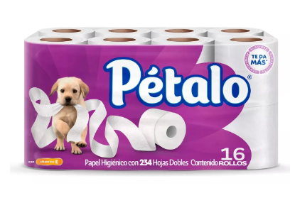 Papel Higiénico Pétalo 234 Hojas Dobles 16 Rollos