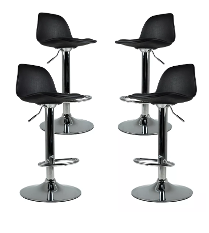 Set 4 Sillas de bar con reposapiés