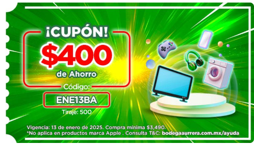 BODEGA AURRERA : CUPON $400 DE AHORRO