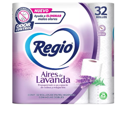 Papel Higiénico Regio Aires De Lavanda 32 Rollos