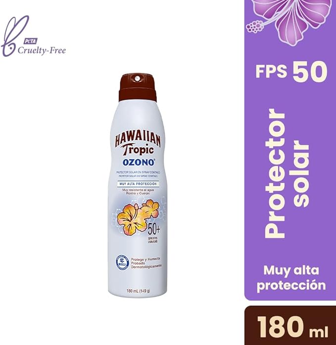 Hawaiian Tropic Ozono Protector Solar en Spray 50+ FPS 180ml