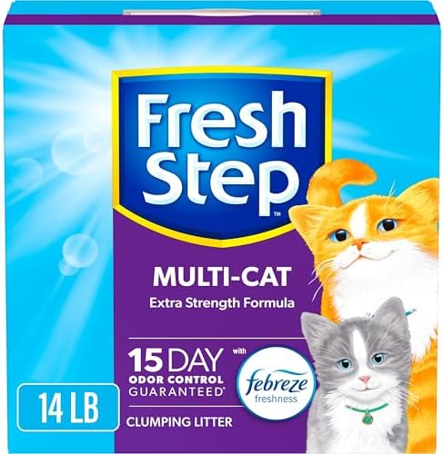 Fresh Step Multi-Cat con el Poder de Febreze, Arena para Gatos aglutinante de 14 LB
