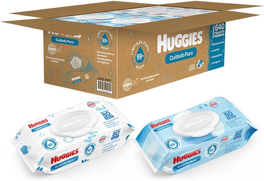 Huggies Cuidado Puro Toallas Húmedas, 640 piezas
