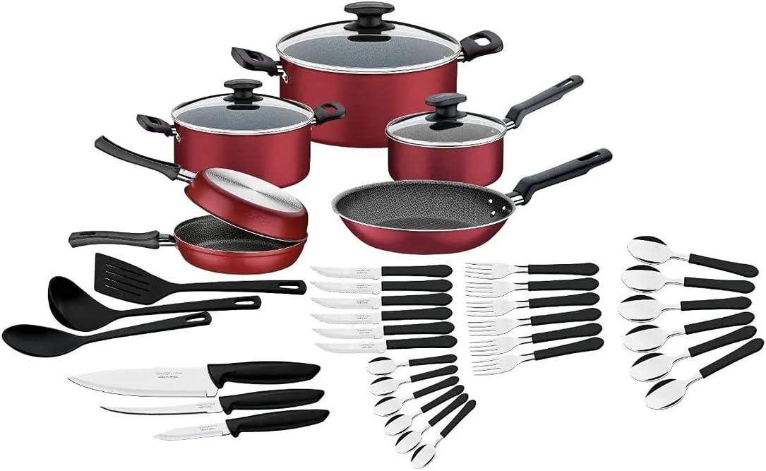 Batería de Cocina Bremen, Juego de Cocina, Antiadherente, Aluminio, 39 Pieza