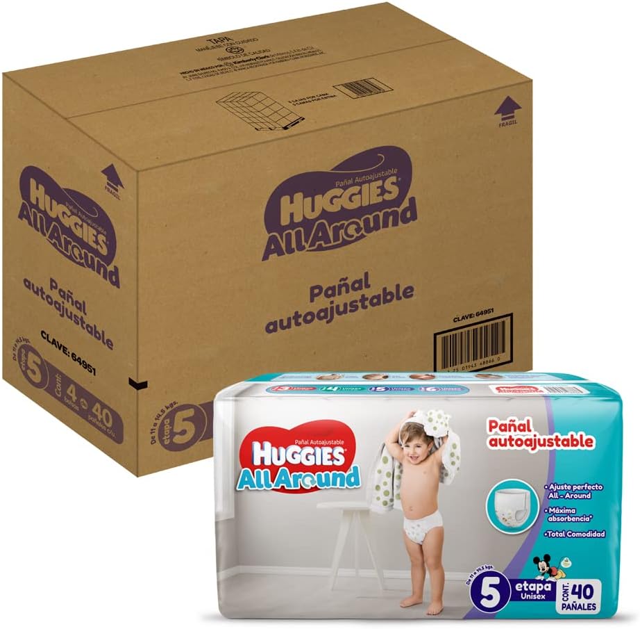 Huggies All Around Pañal Desechable, Etapa 5 Unisex, 160 pieza
