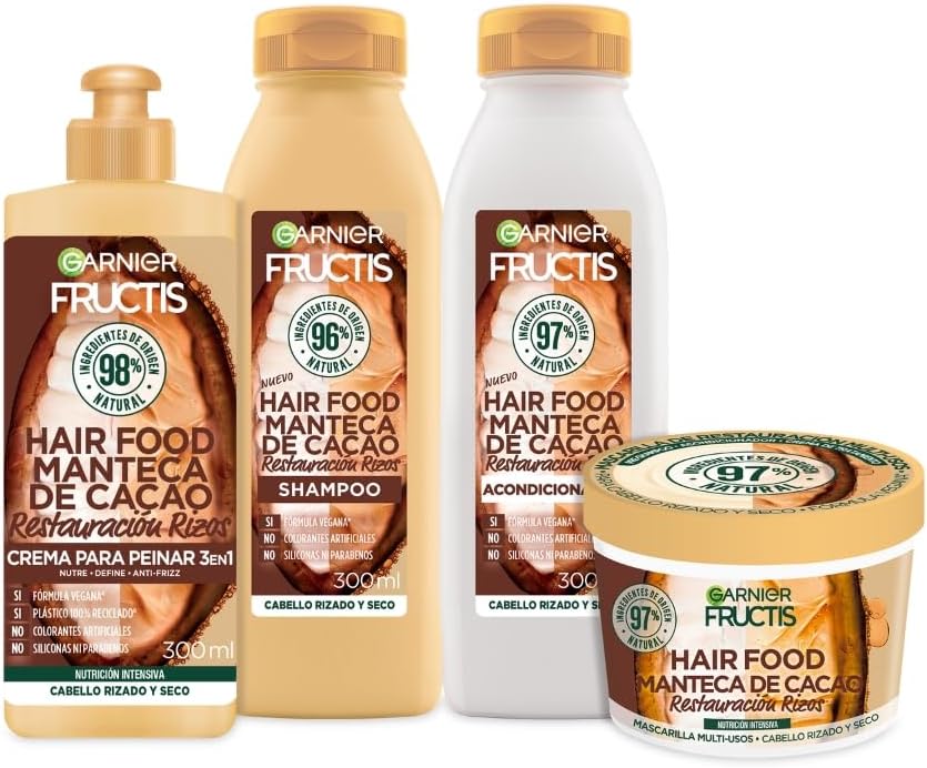 Kit Garnier Fructis Hair Food Cacao rutina completa, 4 unidades