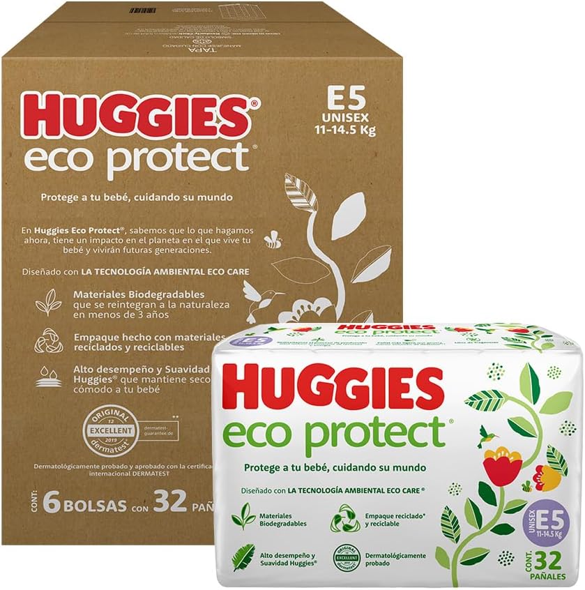 Huggies Eco Protect Pañal Desechable, Unisex, Etapa 5, 192 Pañales