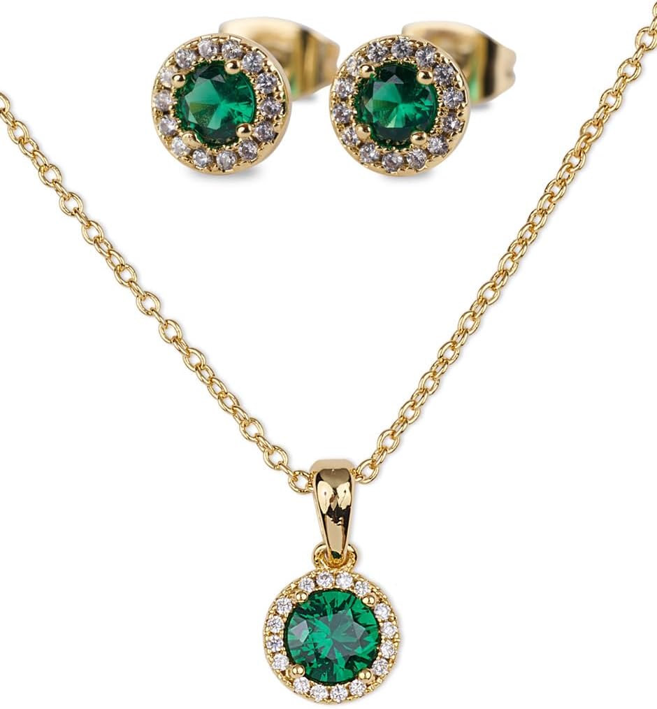 LuckyLy Set de Joyería para Mujer Oro 14k con Zirconia Cúbica