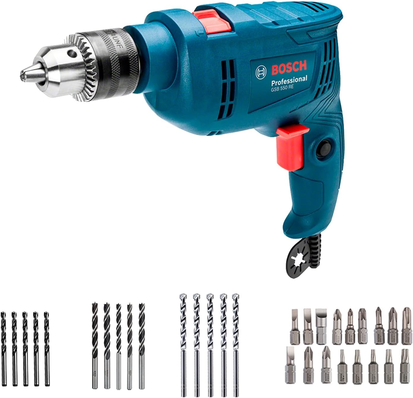 Bosch Rotomartillo GSB 550 RE 550W 127V con 34 Accesorios