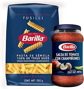 Barilla Pasta Fusilli 500 g + Barilla Salsa de Tomate con Champiñones 400 g