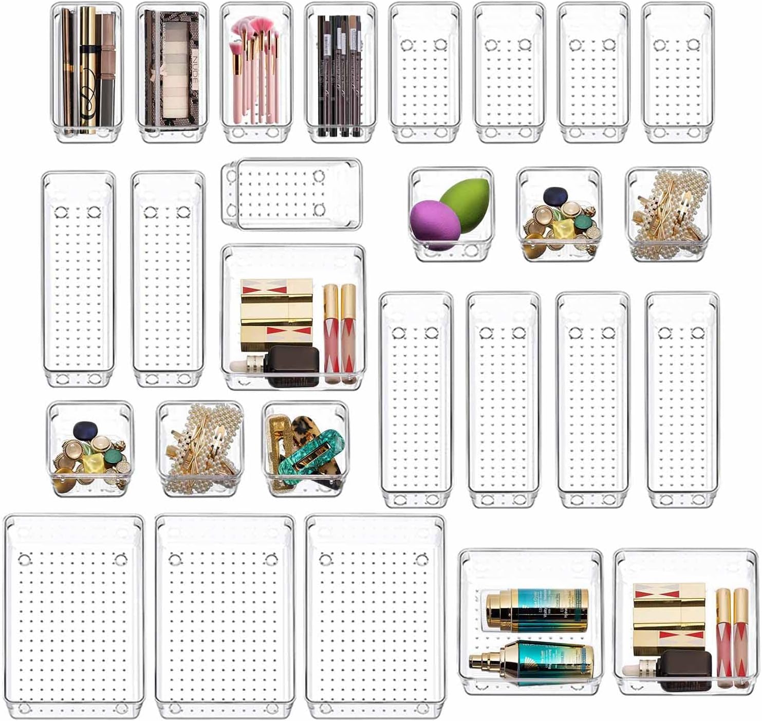 MUZENS 27PCS Organizador de Cajones Plástico 5 Tamaños Diferentes