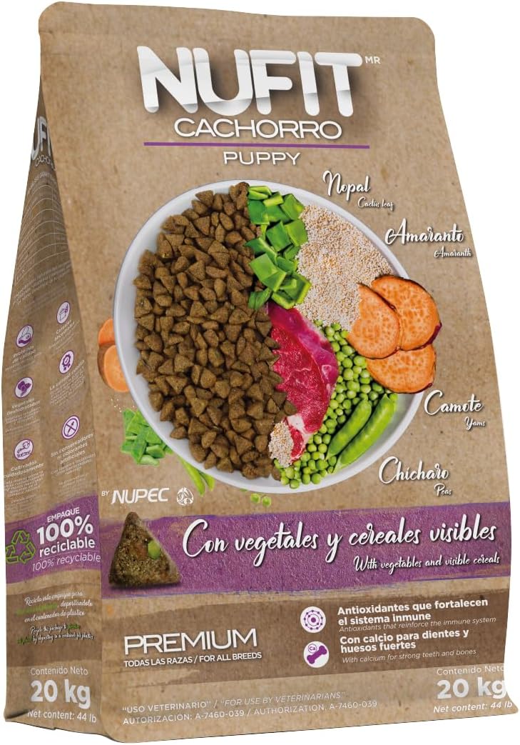 NUFIT Alimento Seco para Mascotas, Cachorro, Beige, 20 kg