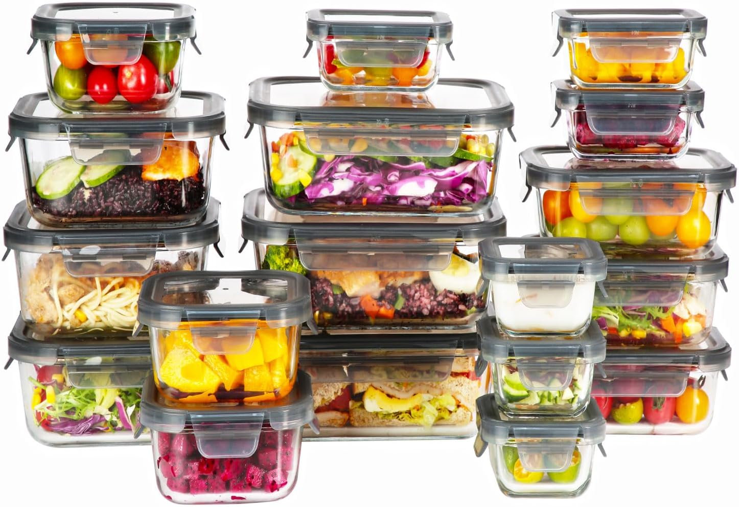 EasyWare JUMBO – Contenedores de VIDRIO, Recipientes para Alimentos 18 pza