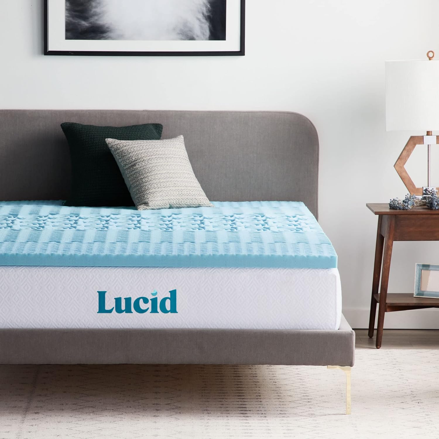 Lucid Sobrecolchón de Memory Foam con Gel de 5 Zonas