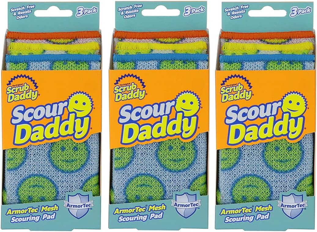 Scrub Daddy Modelo Scour Daddy Fibra con Malla 3 Paquetes de 3 Esponjas