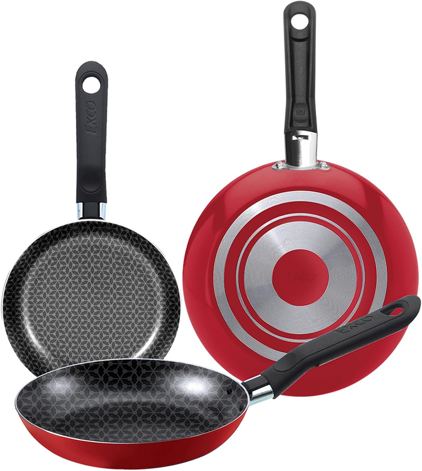Ekco Classic Juego de 3 Sartenes Rojo con Antiadherente