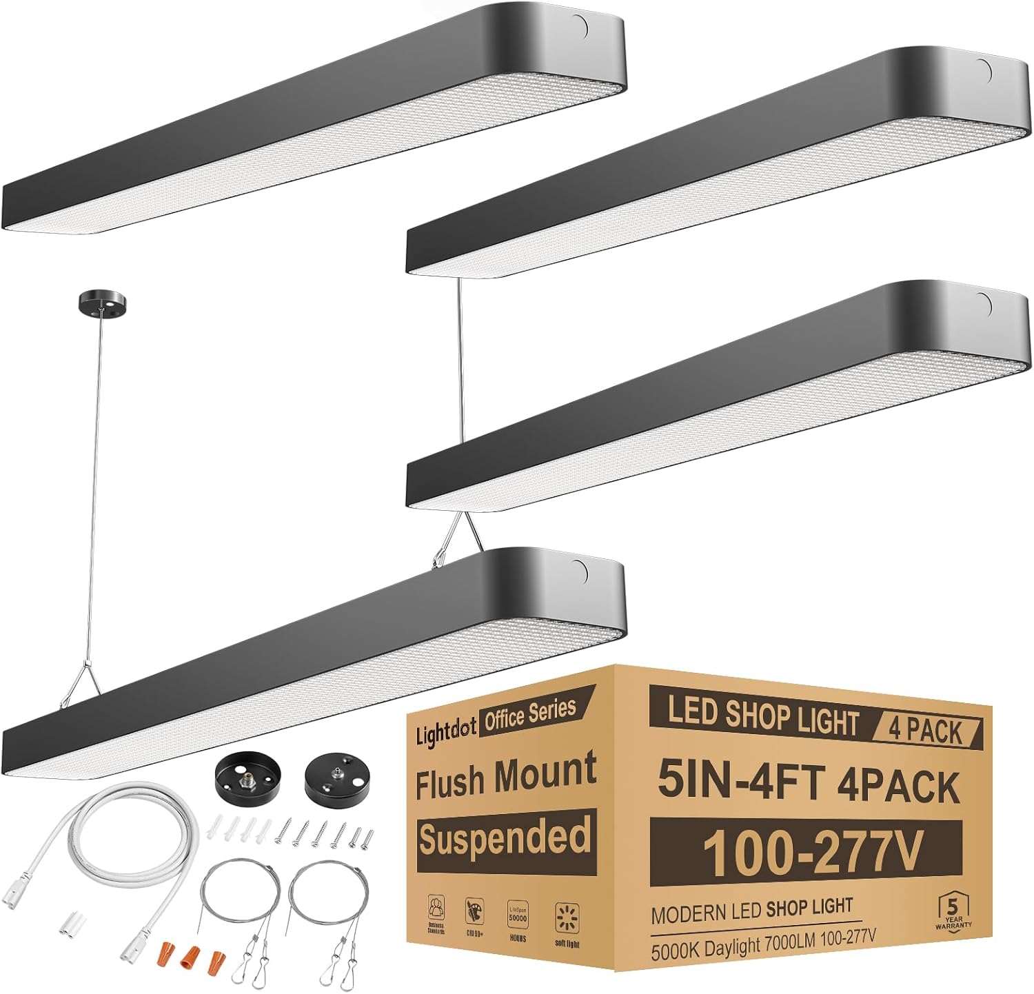 Lightdot 4 Pack 4FT-5IN Led Wrap-Around Shop Lights