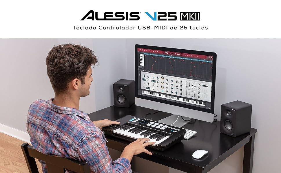 Alesis V25 MKII – Teclado Controlador MIDI USB, 25 teclas