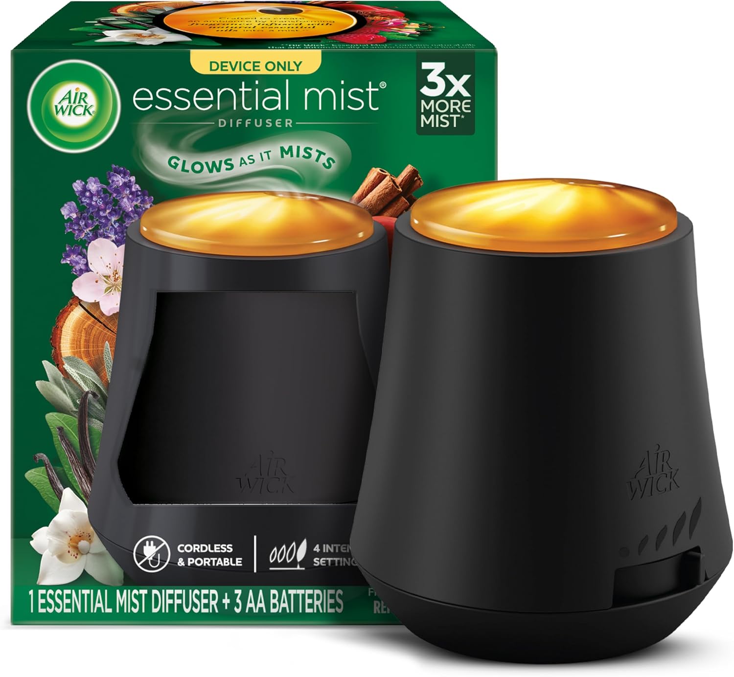 Air Wick, Difusor de niebla esencial, difusor de aceites esenciales, ambientador, negro