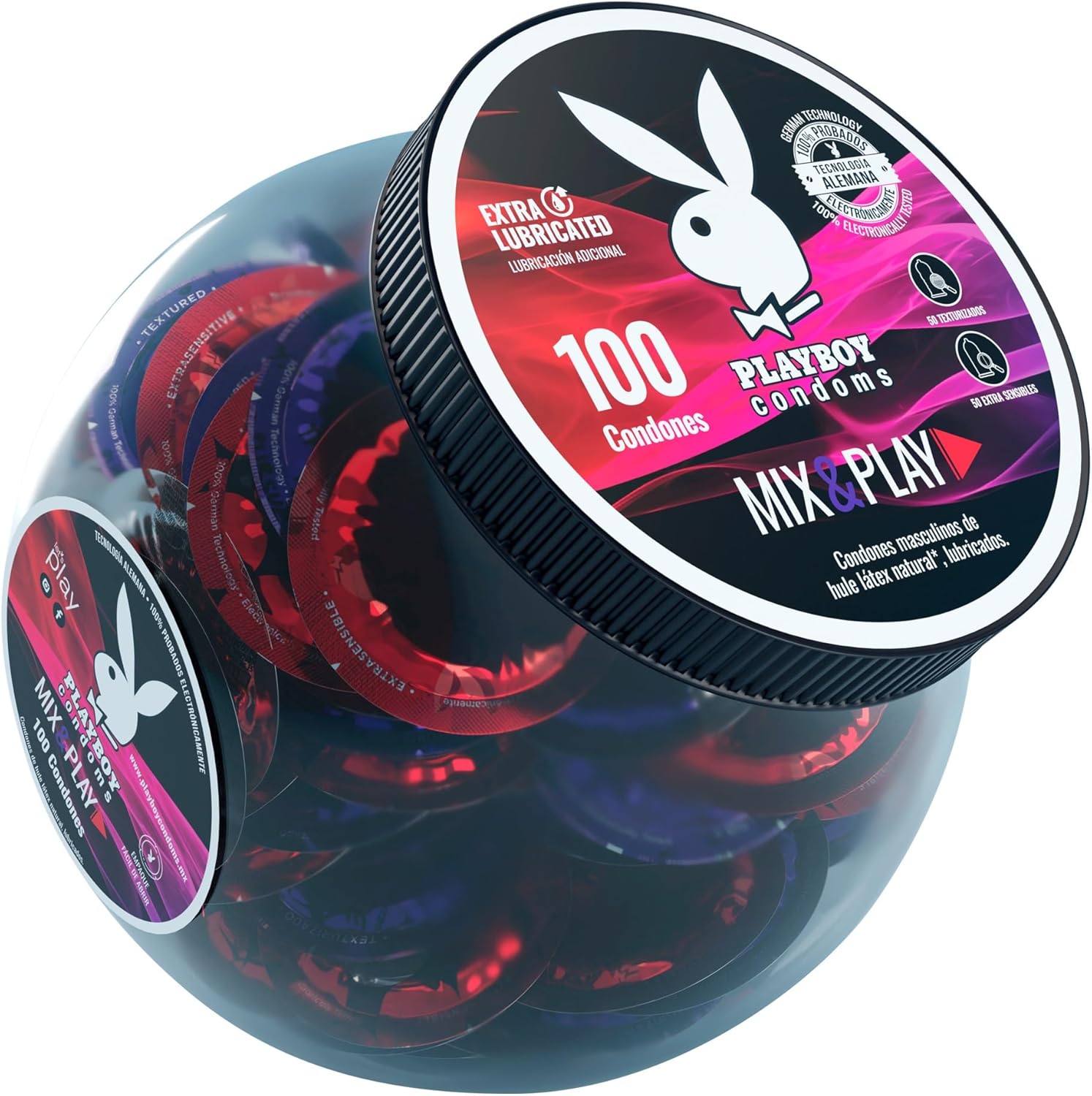 Playboy Condoms – MixPlay – Vitrolero con 100 condones