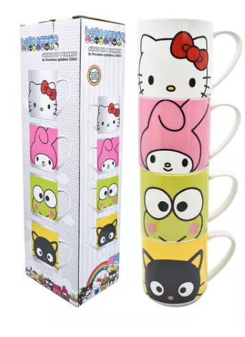 MERCADO LIBRE: Juego De 4 Tazas Apilables Hello Sanrio