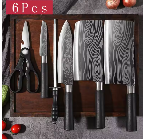 Aliexpress: Juego de cuchillos de cocina con patrón de Damasco láser