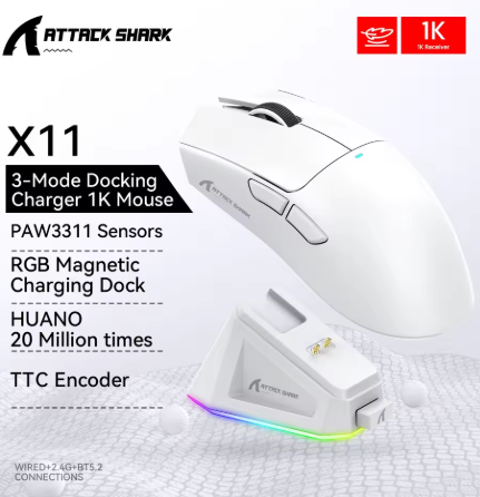 Aliexpress: Ratón inalámbrico Attack Shark X11, conexión triple modo 2,4 GHz