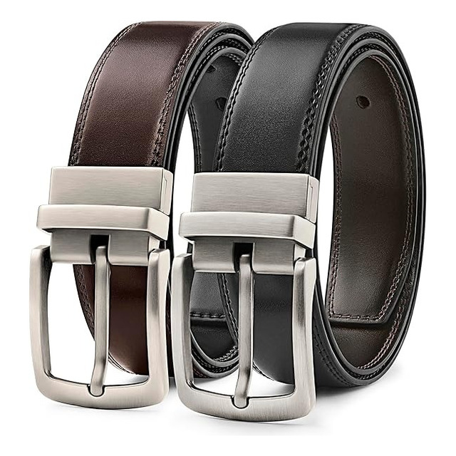 Cinturón Reversible Casual De Cuero Con Hebilla Para Hombre