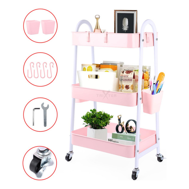 Carrito Organizador Metálico 3 Niveles Con Ruedas Multiusos.
