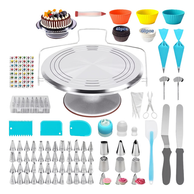 Base Giratoria Pasteles Acero Inoxidable Herramientas Kit186