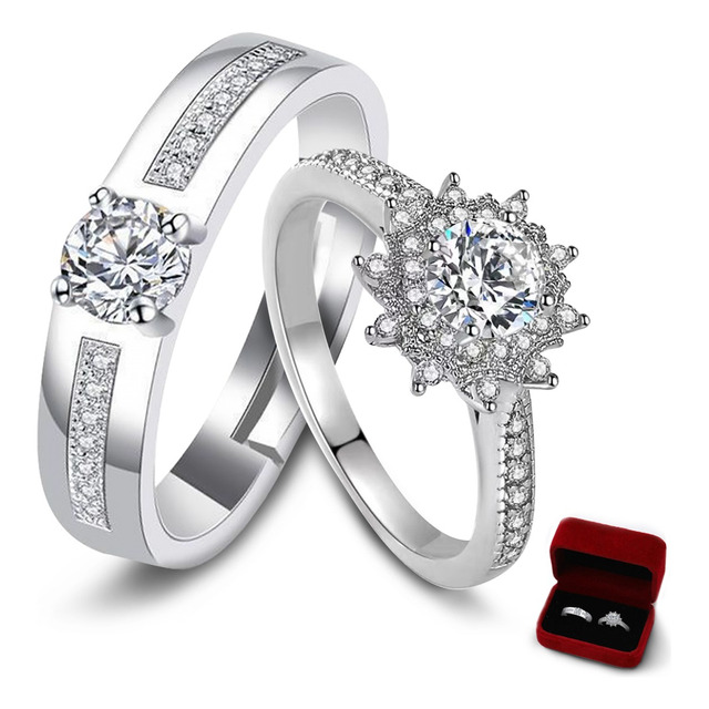 2 Anillos De Pareja Plata 925 Compromiso Promesa Ajustable