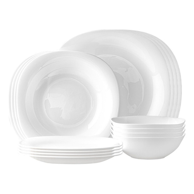 Mercado libre: Vajilla Moderna Cuadrada De Opal Resistente 4 Personas 16pzs Color Blanco